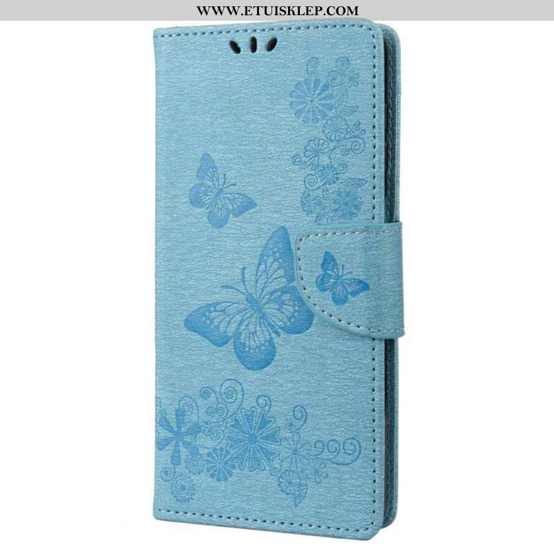 Etui Folio do Samsung Galaxy M23 5G z Łańcuch Stringi Motyle